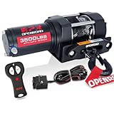 OPENROAD 3500 lb ATV/UTV Winch，Black Heavy Duty 12V Electric ATV Winch Compatible with 3000lb Winch with Wireless Remote Control 1/4'×30' Synthetic Rope Mounting Plate (3500lb)