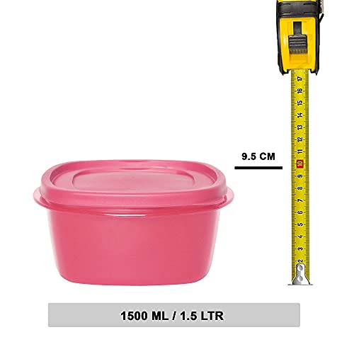 Image of Cutting EDGE Snap Tight Eco Plastic Container Set for Pickle, Sauces, Spices, Dry Fruits, Travelling, 12-Pieces (1.5 L, Pink)