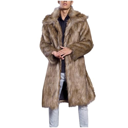 Men's Faux Fur Coat Winter Fashion Furry Fleece Trench Coat Men Winter Warm Faux Fur Overcoat Thicken Soft Jacket