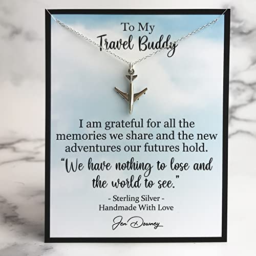 Travel Buddy Meaningful Gift Idea Sterling Silver Airplane Necklace Grateful For The Memories4