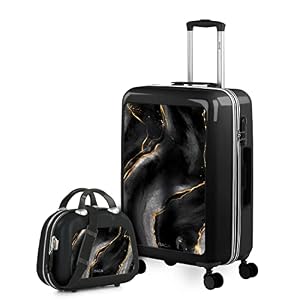 ITACA – Middelgrote Koffer. Suitcase – Medium Trolley Reiskoffer van ITACA. Lichtgewicht Polycarbonaat Harde Schaal 4 Wielen Cijferslot 703160, Zwart-Lava