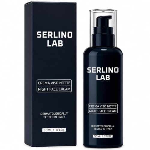 SerlinoLab Anti-Age Night Face Cream for Men Dermatologically Tested Retinyl Palmitate Sodium Hyaluronate & Olive Oil Overnight Moisturizer for Smoother Firmer-Looking Skin 50 ML(1pc)