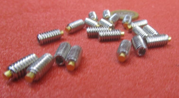 18-8 Stainless Steel Brass Tip Set Screw 1/4"-20 x .500" Thread Length 20 pcs.