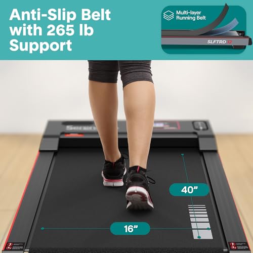 Image of SereneLife Portable Foldable Treadmill with Remote Control, 8.7 MPH Smart Speed Control, Treadmills for Home, Under Desk Treadmill for Home Office, Shock Absorption, App Support, 265lbs Limit