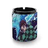 鬼滅の刃 灰皿 革製灰皿 丸い円筒形 アッシュトレイ 卓上 大容量 屋外 おしゃれ ステンレス おしゃれ 大容量 屋外 室内 防臭 車用 ブラック 洗いやすい インテリア コンパクト