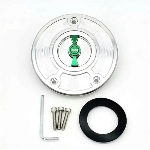 Bouchon de réservoir d'essence sans clé en alu anodisé argent et vert pour Ninja ZX636R