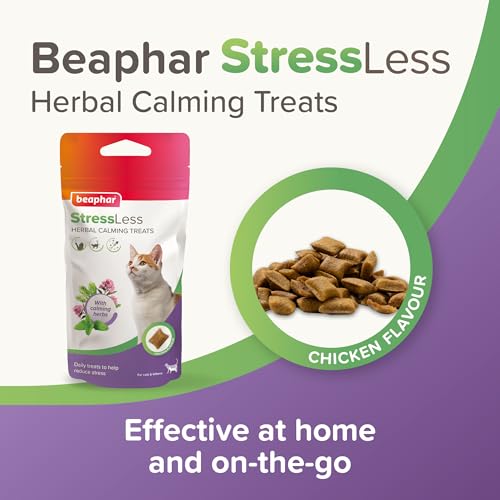 Beaphar – StressLess Herbal Calming Cat Treats – Daily Treats to Help Reduce Stress – Tasty Chicken Flavour – With Natural Calming Ingredients – 35g Treat Pack - Image 4