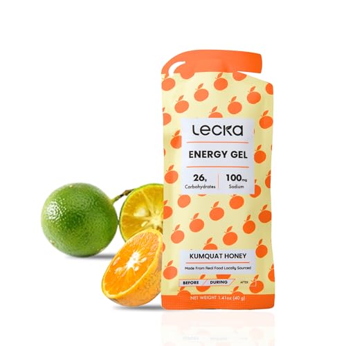 Image of Lecka Energy Gel Kumquat Honey - 26g Carbs, 100mg Sodium - Real Fruit and Raw Honey, No Maltodextrin, Vegan, Gluten-Free - Running and Triathlon Fuel (24 Pack)