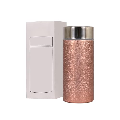 Image of Titanium Water Cup with Lid, Leakproof & Lightweight Portable Bottle, Durable Metal Drink Container for Office Travel Home, Reusable Teacup for Daily Use (Titanium Golden, 350 ML)