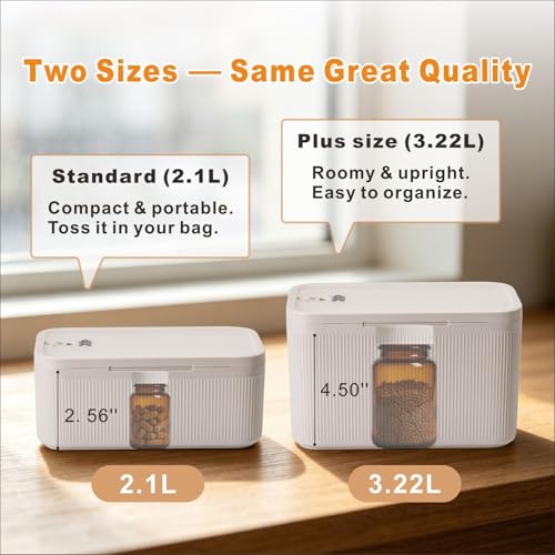 Image of Small Medication Lock Box with Combination Code, Lockable Storage Box for Pills /Snacks /First Aid Kits, Phone /Personal Items, Secure Container for Home /Fridge /Office /Travel- Reusable (Beige)