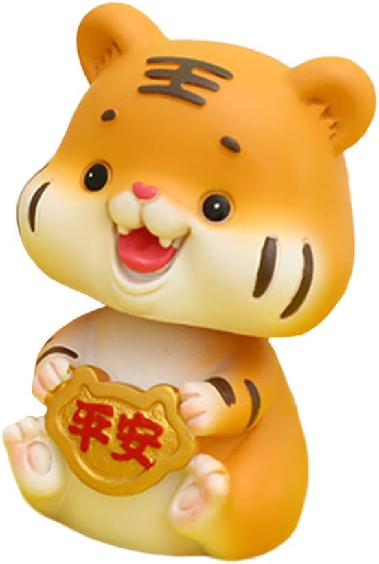 虎置物首振りおもちゃ 21超人気 ボブルヘッド車のダッシュボードの装飾風水風水ラッキー像22干支虎新年車の装飾