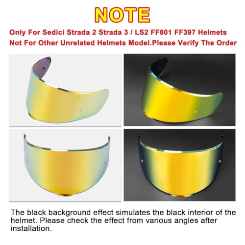 Image of PSLER Sedici Strada 2 Visor - Sedici Strada 2 and Strada 3 Face Shield Motorcycle Helmet visor Accessories Replacement for LS2 FT2 VECTOR Sedici Strada 2 Strada 3 FF801 FF397,Deep Gold