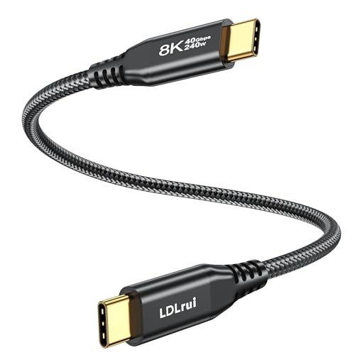 LDLrui USB4 40Gbps USB C Data Transfer Cable 0.45m (1.5ft), 240W PD Fast Charging, 8K@60Hz Video, Thunderbolt 3/4 Compatible, Short Cable for MacBook & External SSDs, Lenovo, SanDisk, Samsung