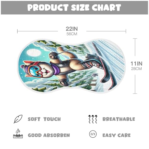 Cartoon Skiing Cat Blue Baby Burp Cloths Soft Burp Cloth Burp Rags Cotton Burp Clothes Absorbent Muslin Burp Cloths for Unisex Boy Newborn Girl 1 Pack 22x11 Inches2