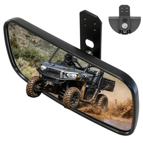 UTV Rear View Mirror Compatible with Polaris Ranger 500 570 900 XP 1000 XP/Crew 2017-2025 Fit on the Factory Drop Down Mounting Tab (Replace #2879969-01)