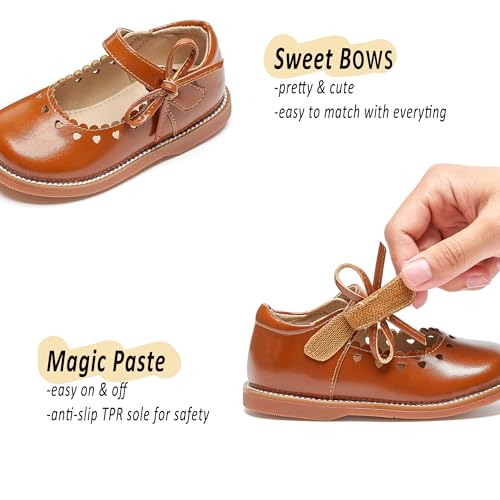 Image of GINFIVE Toddler Girls Dress Shoes Little Kids Flats School Mary Janes Shoes