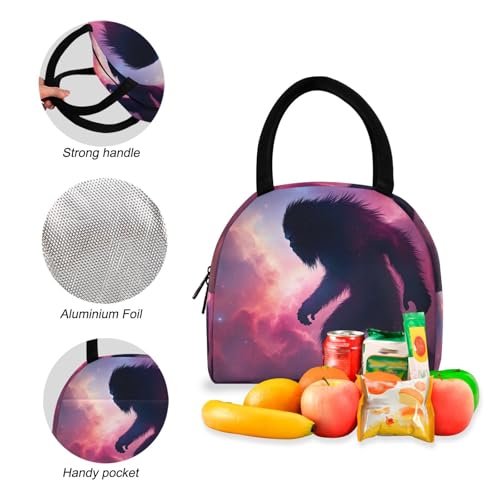 Backpack Lunch Box Set Large Capacity Travel Backpacks and Insulated Lunch Bag for Commute Hiking Picnic Galaxy Sasquatch Print4