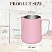 Amrules Milk Frothing Pitcher, 20 oz Milk Frother Cup with Clear Scale, 304 Stainless Steel Cappuccino Espresso Machine Accessories for Barista Coffee Bar with Latte Art Pen, Pink
