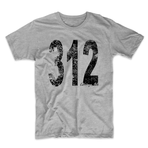 Vintage Retro Chicago Area Code 312 T-Shirt, Large Grey