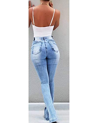 Naliha Women Casual Jeans Ripped High Waisted Bootcut Plus Size Denim Pants2