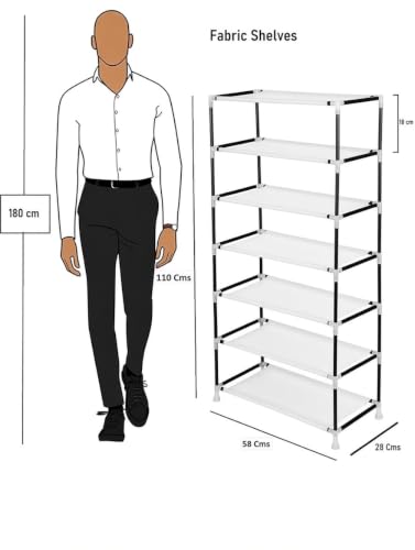 Image of CMerchants Portable Collapsible Wardrobe for Clothes Storage - Foldable Cloth Organizer Cupboard with Shelves for Bedroom & Home (Durable, Space Saving Design) (Dotted Puppy Print, 6-Layer)