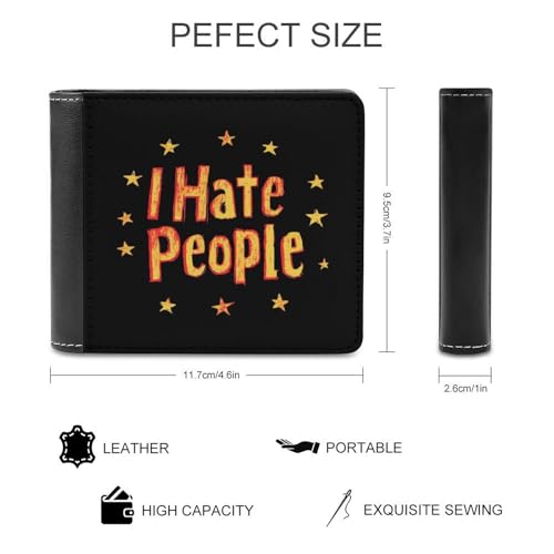 I Hate People Slim Bifold Wallets Fashion Credit Card Holder Wallet Unisex Purse Travel2
