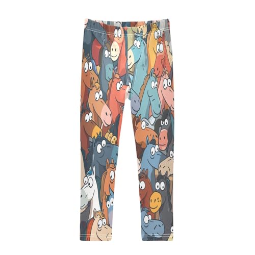 Toddler Girls Leggings Printed Yoga Pants Leggings Coloeful Horse Heads for Kids