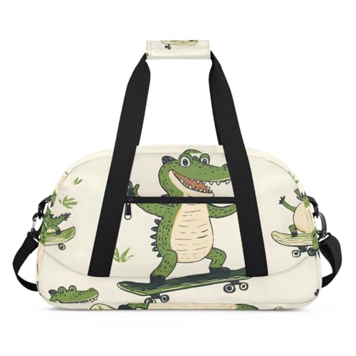 Dinosaurs on Skateboards Personalized Duffel Bag Weekend Overnight Travel Bag Sports Waterproof Gym Bag Lightweight Dance Bag2