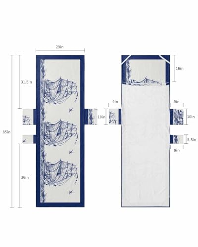 Navy Blue Nautical Beach Lounge Chair Towel Cover, Soft Chaise Lounge Towel with Side Pockets Patio Pool Chairs Cover for Beach/Pool Sunbathing 29x85 Beach Ocean Coastal Sailboat