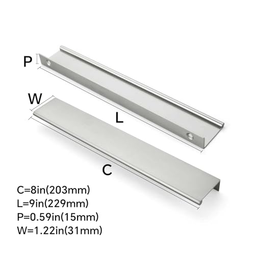 Tiradores de níquel satinado cepillado khtumeware de 8 pulgadas para cocina, 10 uds. 3