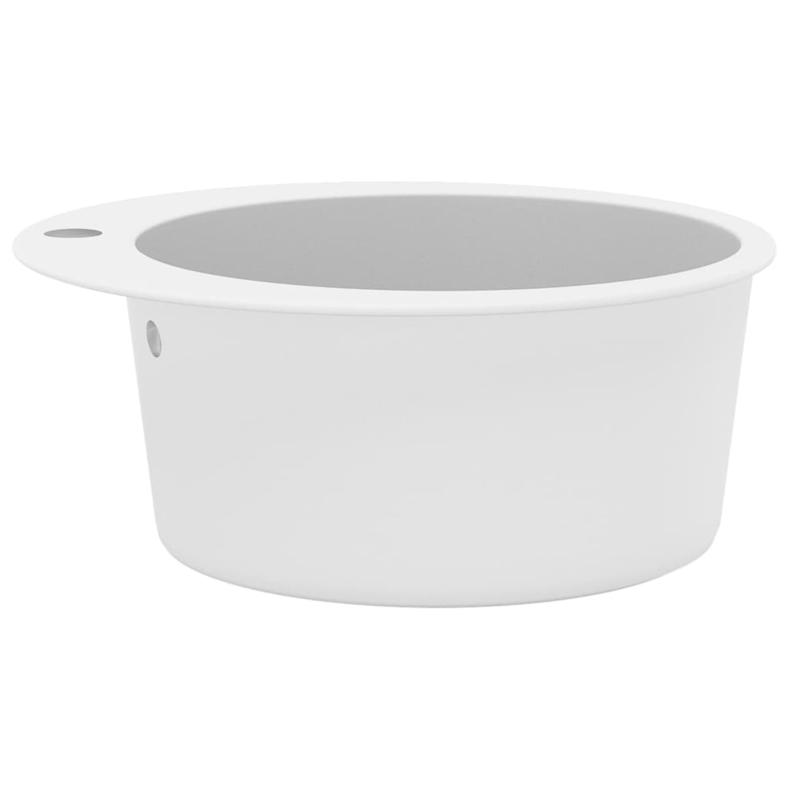 ZEYUAN Fregadero de Cocina de Granito con un Seno Redondo Blanco, Mueble Pila Lavadero, Pila Fregadero Cocina, Fregadero sobre Encimera, Fregadero Baño Encimera, Picas De Cocina