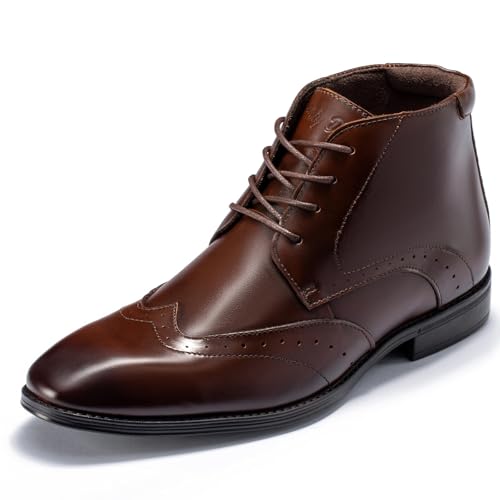 Image of Holy dove Mens Dress Boots, Premium Leather Oxford Chukka in, Non-Slip Waterproof Business Boots for Men
