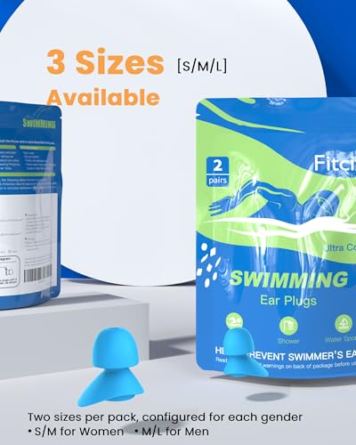 Bouchons d'oreilles natation en silicone souple S+M réutilisables