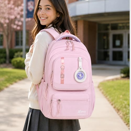 Image of Korean Style School & College Backpack with Detachable Pouch | 18 Inch Large capacity bag for Girls & Boys Age of 12-16 years | Best for School, Tution, Travel, Camping