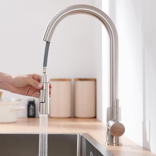 VAF Armatur 9206 Einhebelmischer Für Küche – Chrom, Ausziehbarer Brausekopf, Hochdruck, Made In Germany