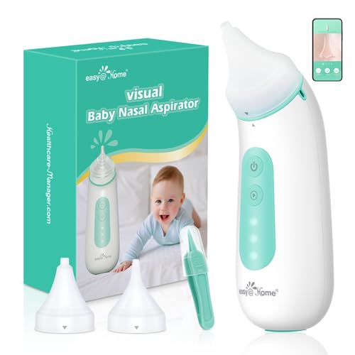Easy@Home Electric Baby Nasal Aspirator Camera: Baby Nose Sucker Nose Cleaner with Camera Free APP Controlled Powered by Easy Nasal Care App iOS & Android App Automatic Booger Sucker for Baby ENA101