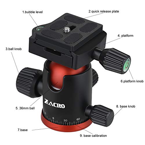image for Zacro Camera Panoramic Ball Head - 360 Degree Rotating Tripod Head for