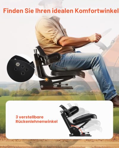 VEVOR Universal Gabelstaplersitz 61x51x51 cm, Traktorsitz, Schleppersitz, Treckersitz, Staplersitz, Traktor Sitz PVC-Kunstleder und hochelastischem Polyurethanschaum, ideal für Kompaktlader-Bulldozer