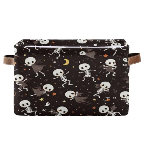Kigai Halloween Boo Storage Basket with Handle Collapsible Canvas Fabric Storage Bins Shelves Closet Organizer Kid Toy Basket for Bedroom Nursery Office, 1 PACK
