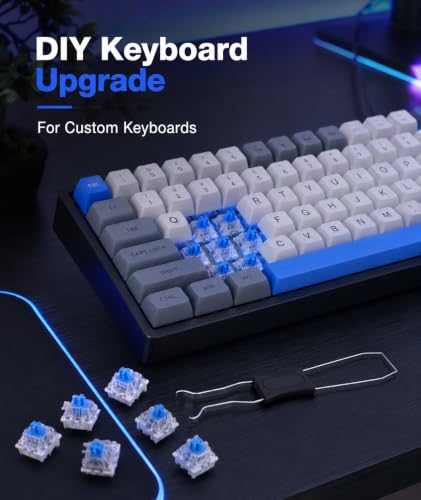 Image of 40PCS Keyboard Switches, Blue Mechanical Switches with Key Puller, Compatible with Gaming and Office Keyboards, Tactile Clicky 3-Pin Design for Typing and PC Builds