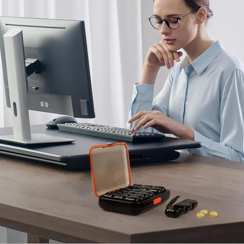 Image of 21 girds Pill Organizer 7 Day, 3 Times a Day Large Weekly Pill Box, Push Button Daily Pill Case for Vitamin, Fish Oil, Supplements Waterproof | Black | 01 Pcs