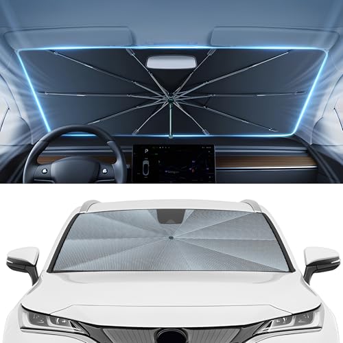 Image of Autorder Windshield Sun Shade Umbrella for 2021-2026 Toyota Venza Accessories,Upgraded Ice Crystal Material,Easy Setup Umbrella Sunshade for Car Windshield,100% Sun Blocking
