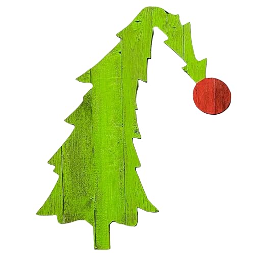 4-Foot Whimsical Green Grinch Christmas Tree, Reclaimed Wood Wall Hanging,