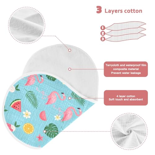 2 Pack Muslin Burp Cloths Flamingo Ice Cream Blue Cotton Baby Burp Cloths Ultra Soft Burping Cloth Absorbent Spit Up Rags for Newborn Baby Boys Girls, Large 22" x 11"3