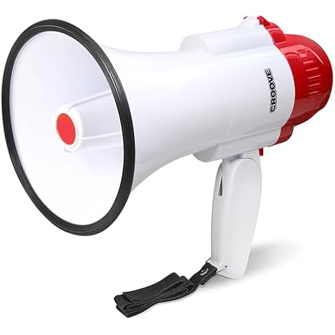 30 Watt Megaphone Bullhorn With Siren & Music, Lightweight Mini Bull Horn With Loud Speaker & Volume Control, 800 Yard Voice Range Mega Phone, Cheering Gifts for Kids & Adults Ages 14 15 16+ Years Old Cover