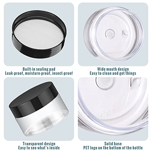 Image of Aoriher 150 Pcs Clear Plastic Jars with Lids Round Containers,1 Oz,Black