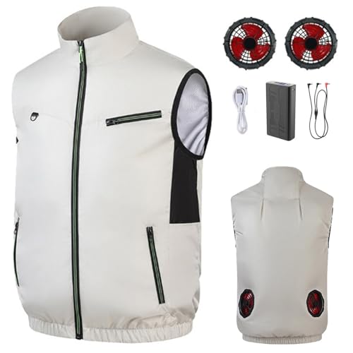 Noraui Storm Fan Jacket, 4-Speed Men's Cooling Vest with 12V Dual Fans & Battery Pack for Construction Landscaping