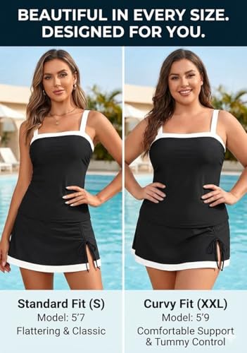Image of Women Tankini Swimsuits with Skirt - Two Piece Swimsuit Tummy Control Bathing Suits 2025 Swimwear
