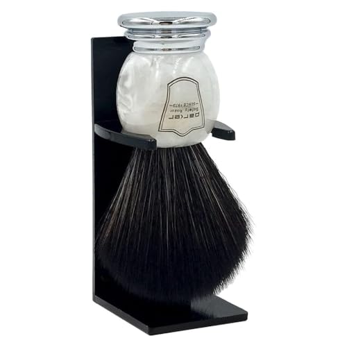Image of Parker Ultra Soft Synthetic Shaving Brush with Marbled Handle & Stand - 22mm Knot, Vegan, Fast-Drying, Cruelty-Free, Barbershop Quality, Gentle on Sensitive Skin, Builds Rich Cream & Soap Lather