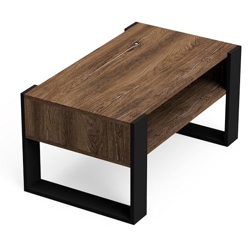 MAT-HAUS Furniture and home decor CORA - Mesa de centro de madera para salón, mesa de café, estructura simple, sólida y estable, mesa loft (90 cm)